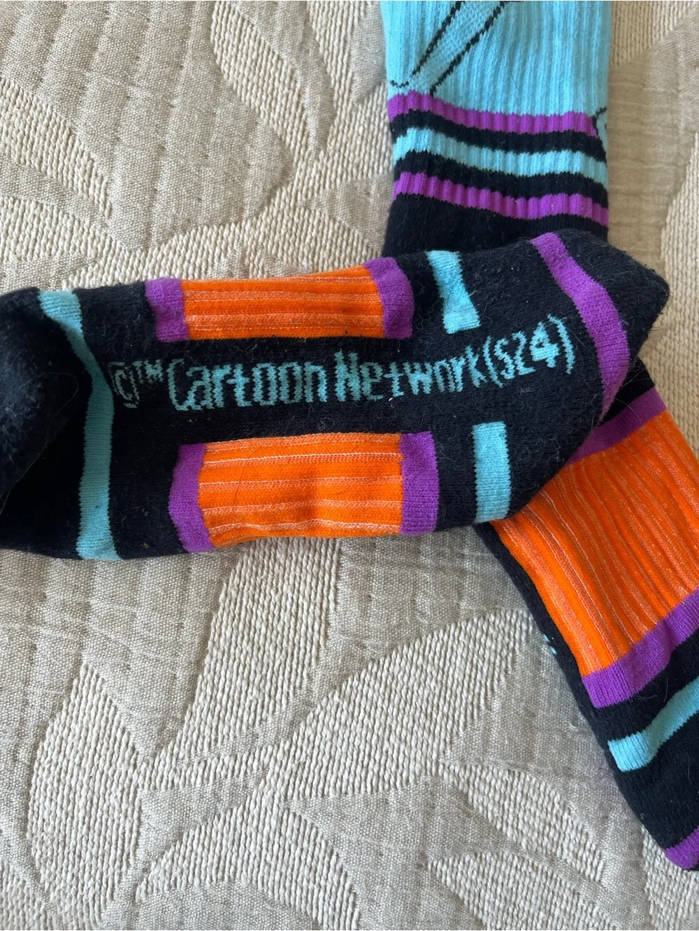 Rick and Morty Mr Meeseeks Cartoon Network Mens Crew Socks Blue Black Striped